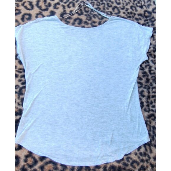 Apt. 9 Women's Gray Striped Rhinestone Accent Short Sleeve Basic T-Shirt Top PM - Picture 2 of 5